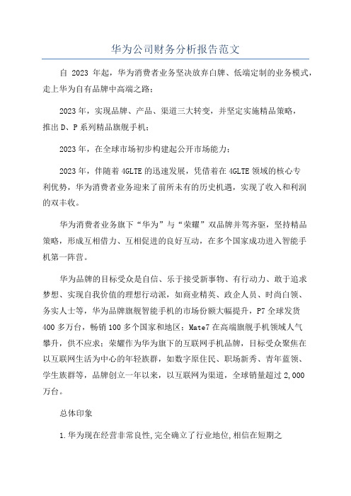 华为公司财务分析报告范文