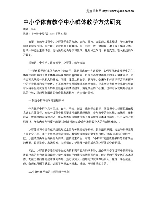 中小学体育教学中小群体教学方法研究