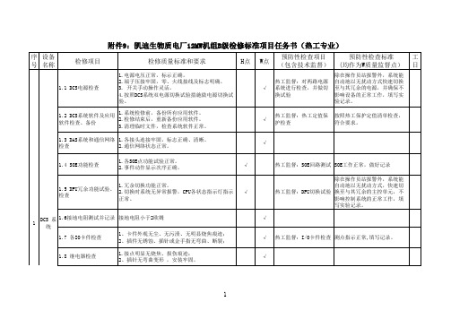 MW机组热控B级检修标准项目任务书