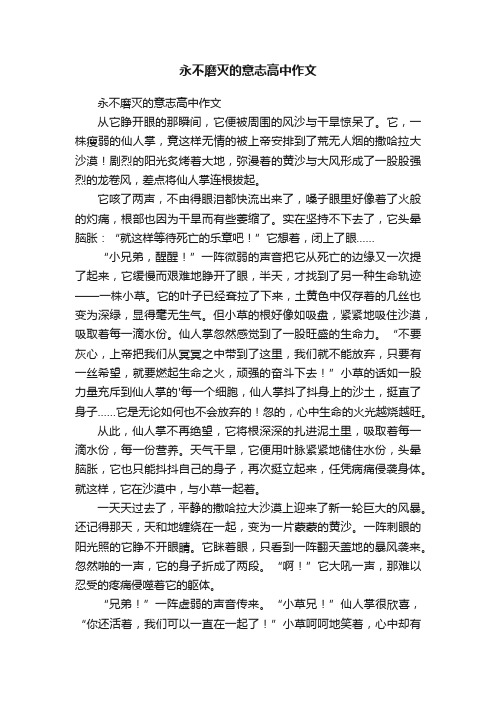 永不磨灭的意志高中作文