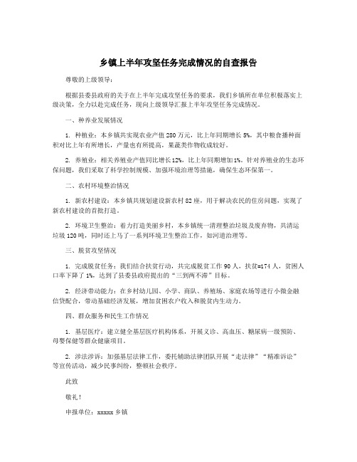 乡镇上半年攻坚任务完成情况的自查报告