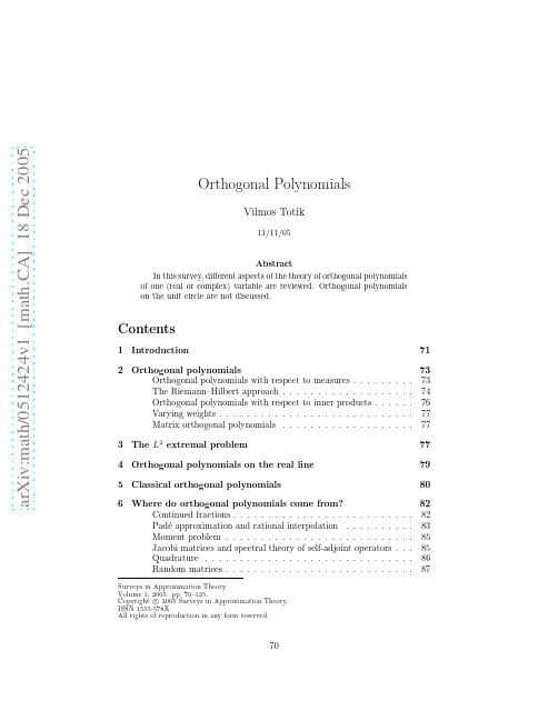 Orthogonal Polynomials