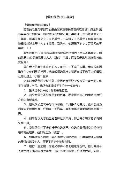 《假如我是比尔·盖茨》