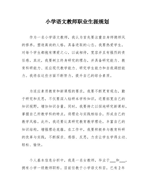 小学语文教师职业生涯规划