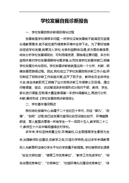 学校发展自我诊断报告