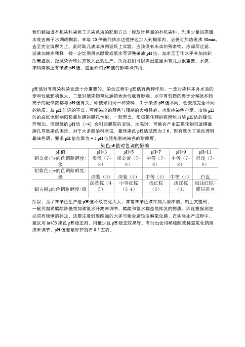 阳极氧化染色液pH值的影响和调节方法