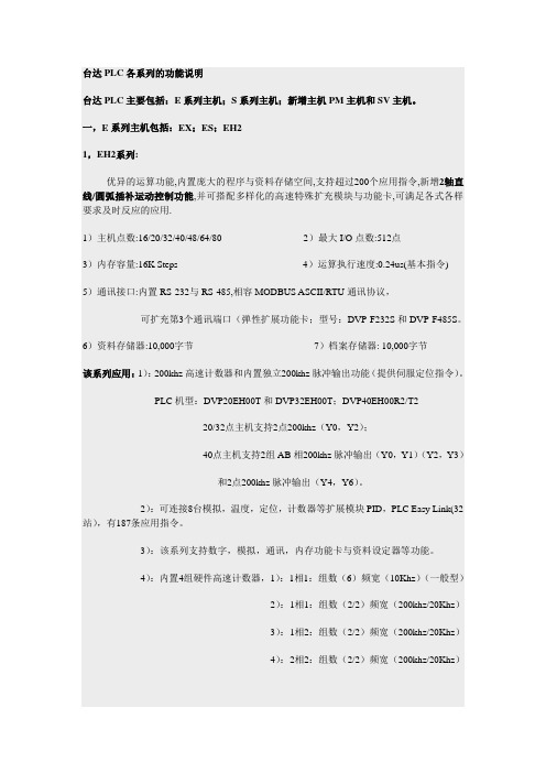 台达PLC控制器各系列的功能说明