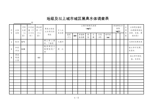 黑臭水体统计表