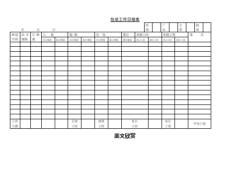 包装工作日报表