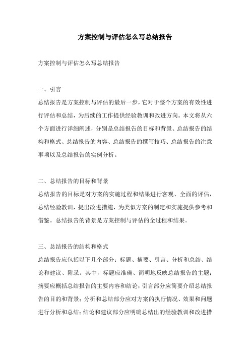 方案控制与评估怎么写总结报告