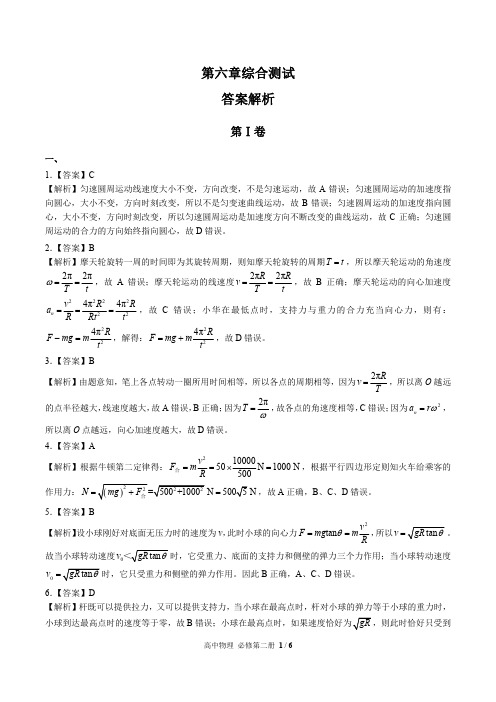 (人教版最新)高中物理必修第二册 第六章综合测试02-答案