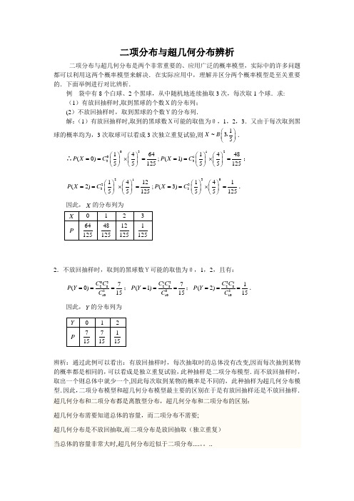 【数学】高考复习点拨：二项分布与超几何分布辨析