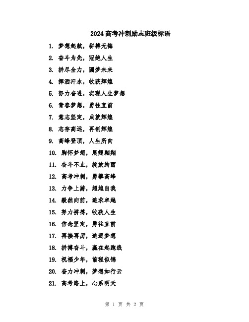 2024高考冲刺励志班级标语