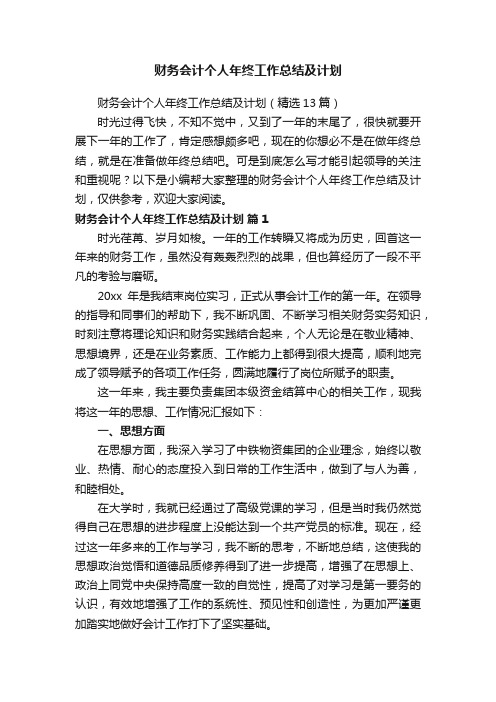 财务会计个人年终工作总结及计划