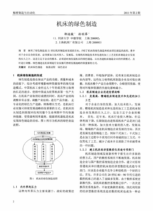 机床的绿色制造