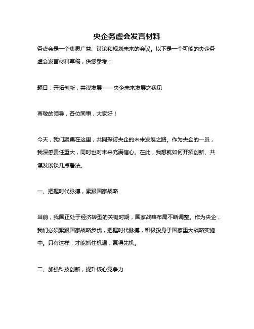 央企务虚会发言材料