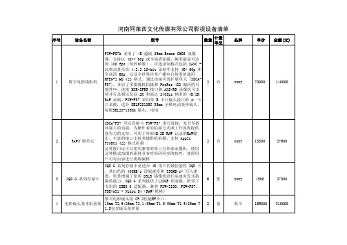 器材清单