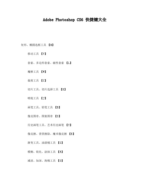 AdobePhotoshopCS6快捷键大全