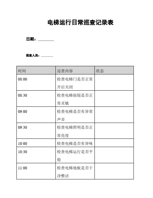 电梯运行日常巡查记录表