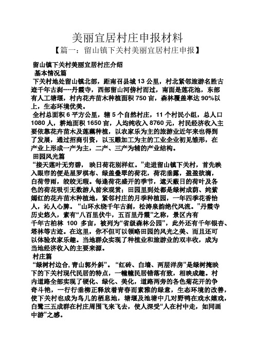 美丽宜居村庄申报材料