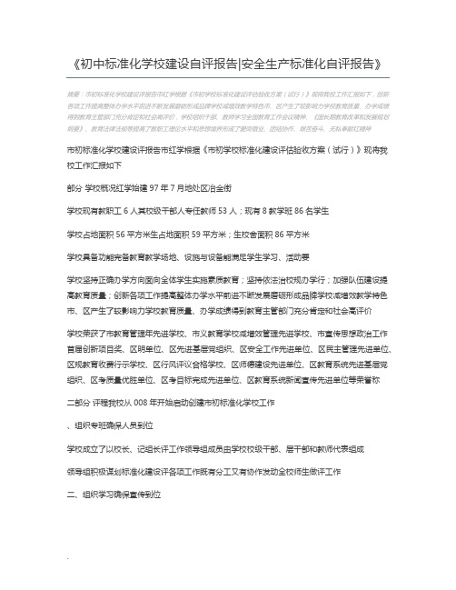 初中标准化学校建设自评报告安全生产标准化自评报告