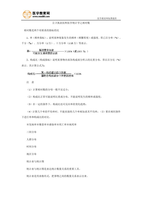 公卫执业医师医学统计学之相对数