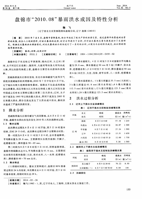 盘锦市“2010.08”暴雨洪水成因及特性分析