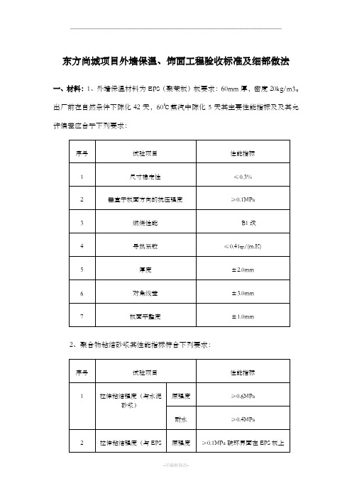 外墙外保温及饰面验收标准