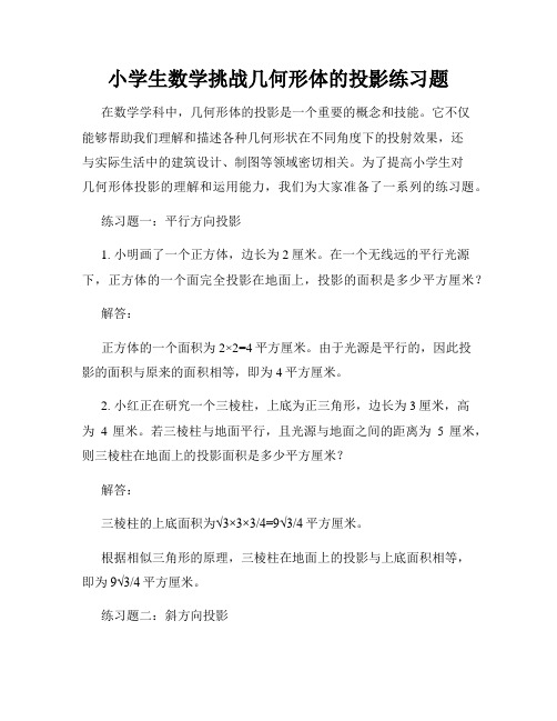 小学生数学挑战几何形体的投影练习题