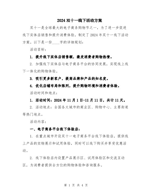 2024双十一线下活动方案