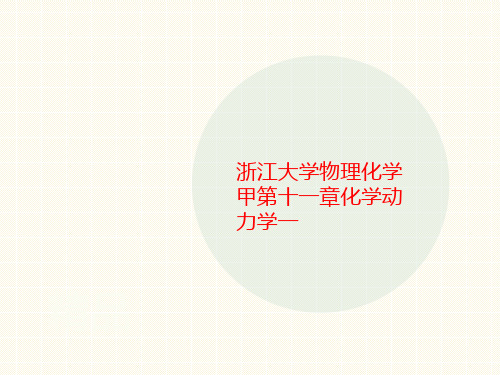 浙江大学物理化学甲第十一章化学动力学一-课件