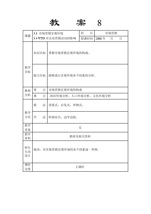 市场营销教案8市场营销环境分析