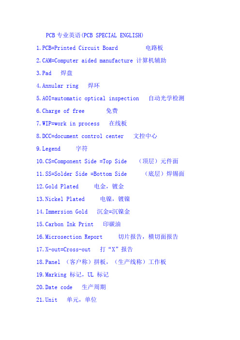 PCB专业英语和层定义