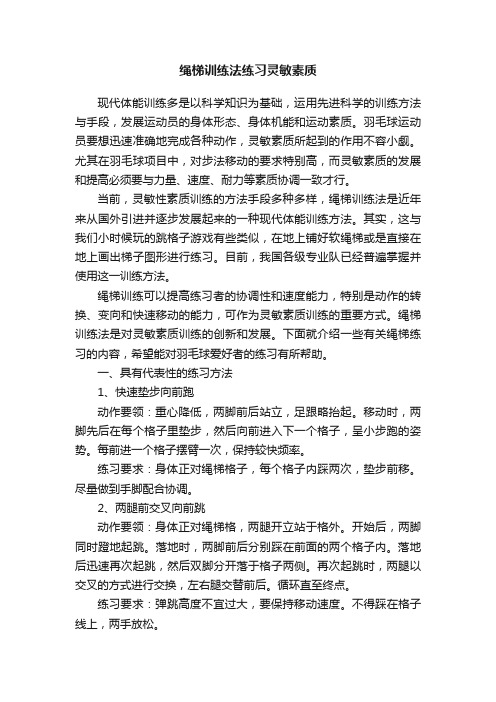 绳梯训练法练习灵敏素质