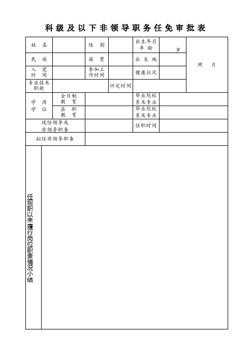 科级及以下非领导职务任免审批表