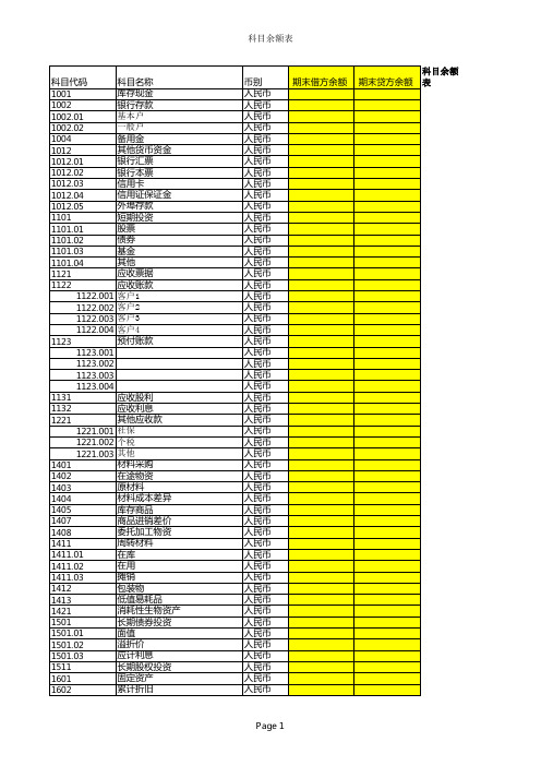 科目余额表样版 