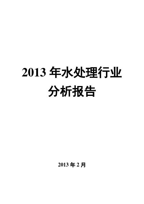 2013年水处理行业分析报告