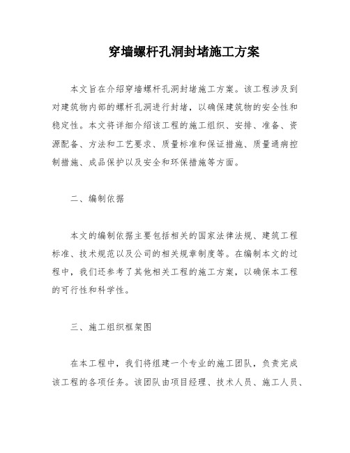 穿墙螺杆孔洞封堵施工方案