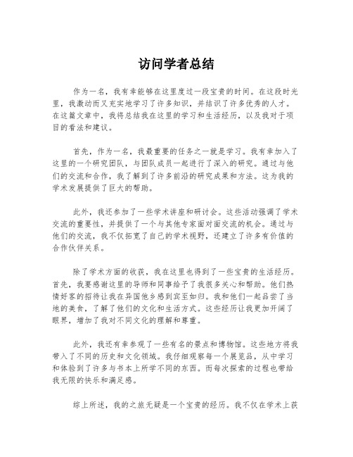 访问学者总结