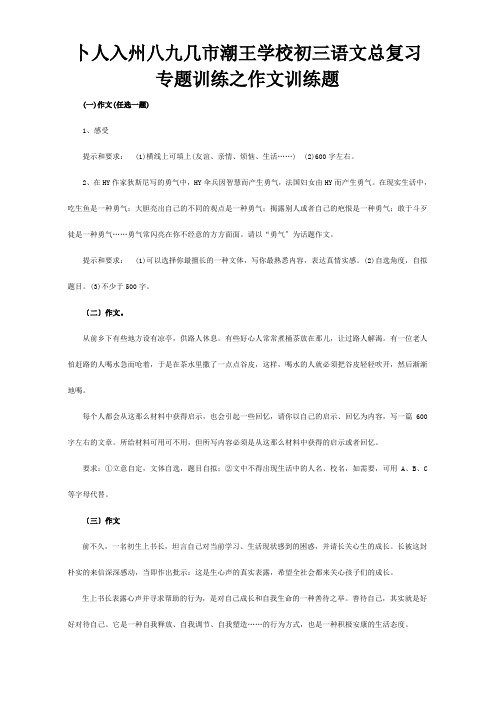 初三总复习专题训练之作文训练题试题