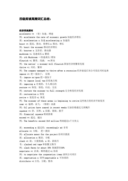 四级阅读高频词汇总结