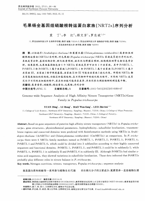 毛果杨全基因组硝酸根转运蛋白家族(NRT2s)序列分析