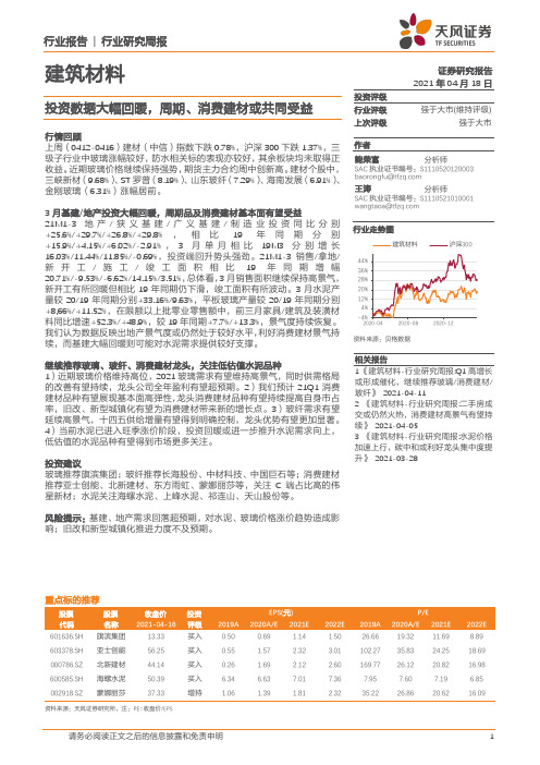 建筑材料行业研究周报：投资数据大幅回暖，周期、消费建材或共同受益