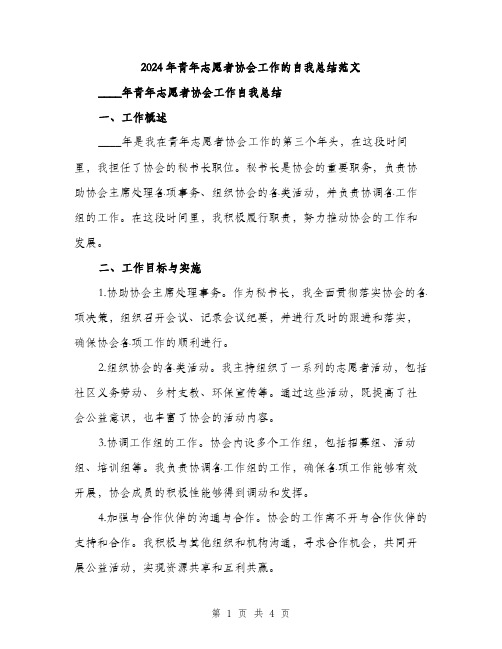 2024年青年志愿者协会工作的自我总结范文(二篇)