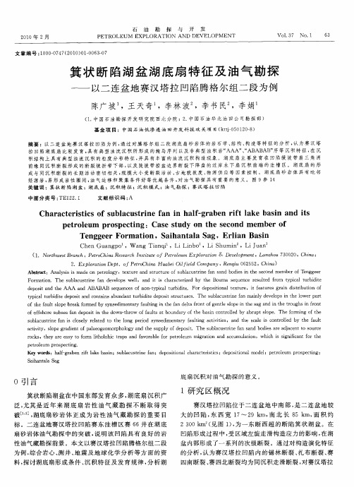 箕状断陷湖盆湖底扇特征及油气勘探——以二连盆地赛汉塔拉凹陷腾格尔组二段为例