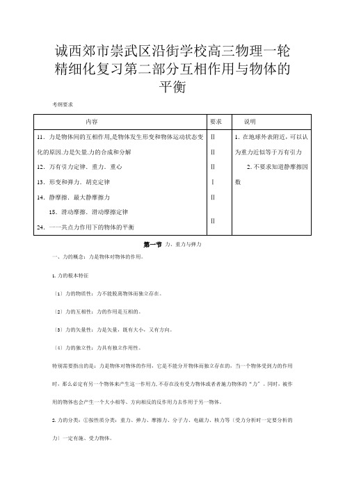 第十九高考物理一轮复习讲义 相互作用与物体的平衡