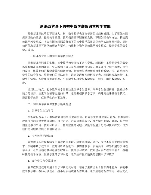 新课改背景下的初中数学高效课堂教学实践