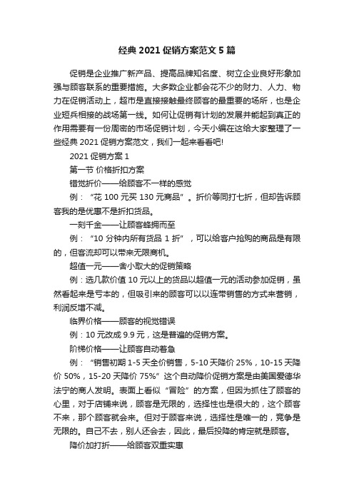 经典2021促销方案范文5篇