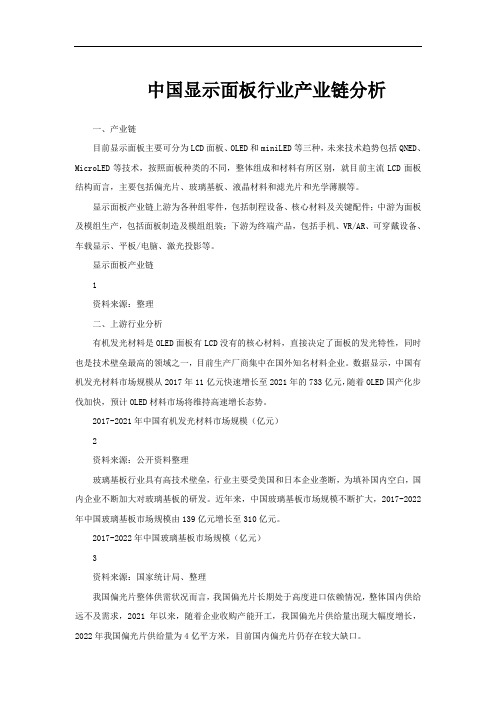 中国显示面板行业产业链分析