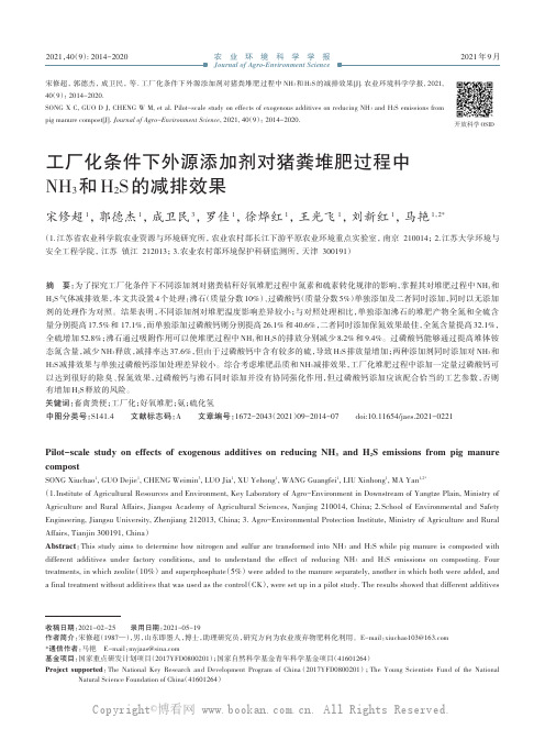 工厂化条件下外源添加剂对猪粪堆肥过程中NH3和H2S的减排效果